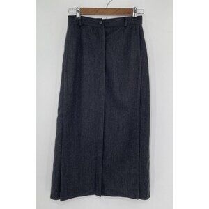 Basile Italian 100% Wool Gray Lined Button Down Skirt With Slit See Measurements